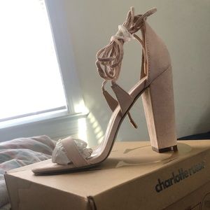 Baby pink chunky heels